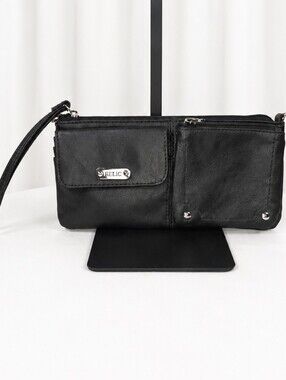 👜 Relic Black Leather Wristlet Clutch Wallet Zip Pouch Multi Pocket